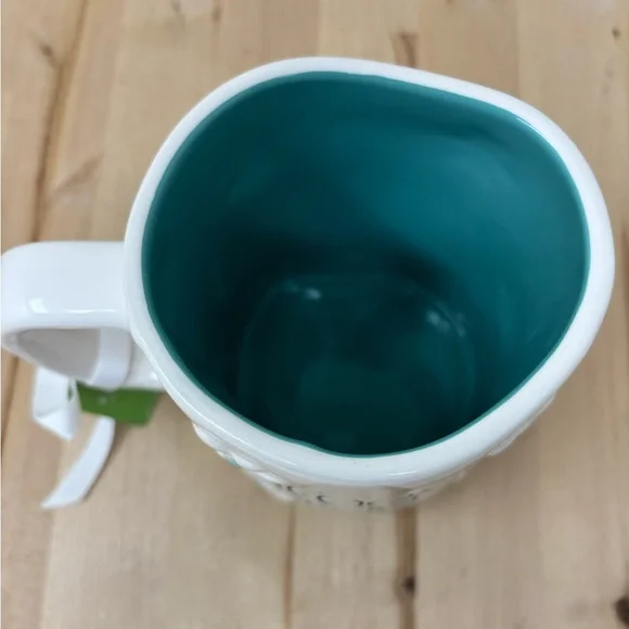 Rae Dunn SCOOBY DOO Mug White with Daisy Decor Double Sided Turquoise Interior - Picture 3 of 4